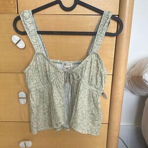 Billabong Light Green Floral Tank Top